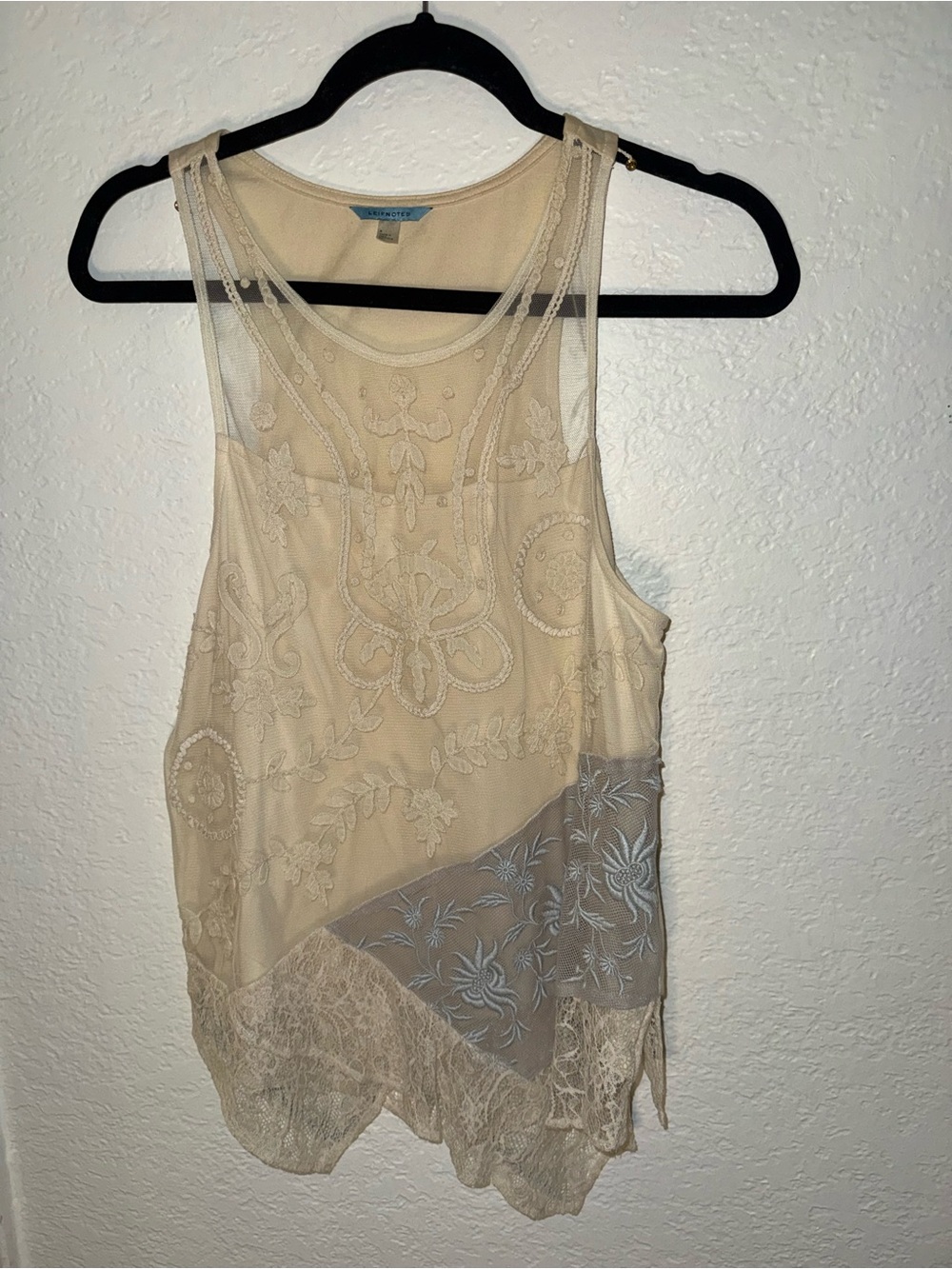 Embroidered Lace Overlay Camisole - Cream